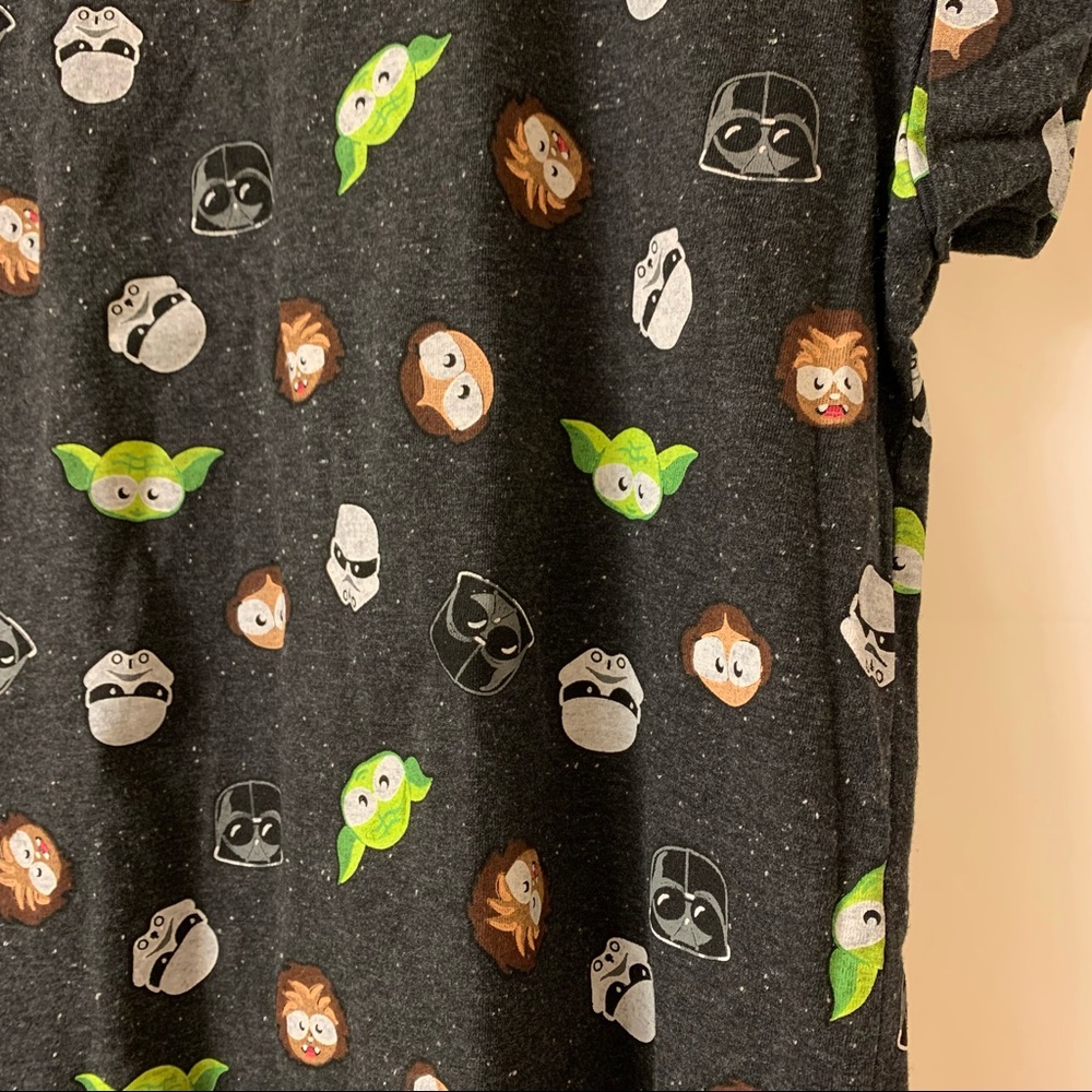 Star Wars Cartoon Character Black Charcoal T-Shirt - Picture 2 of 10
